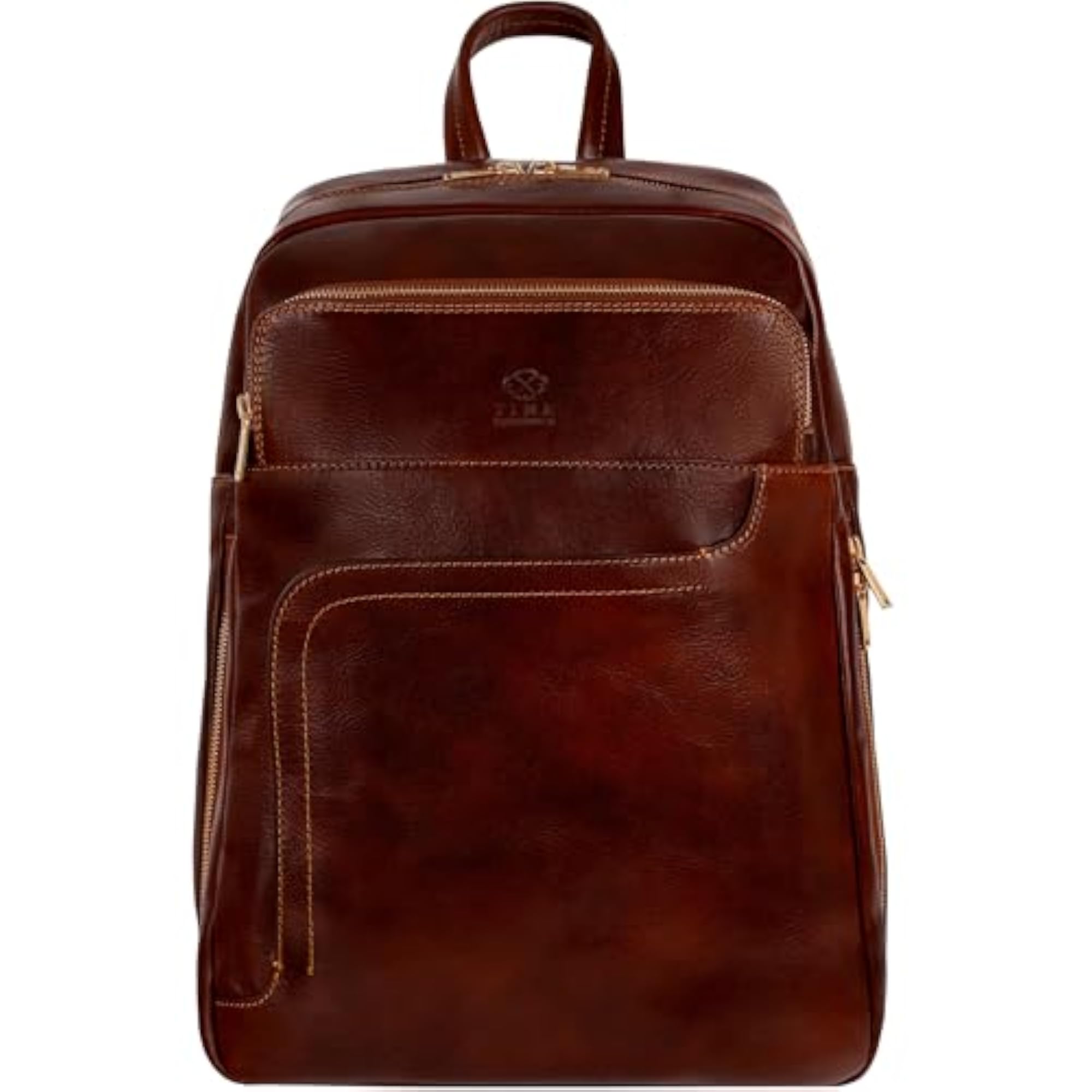 Classic Leather Business Backpack for Laptop, Brown